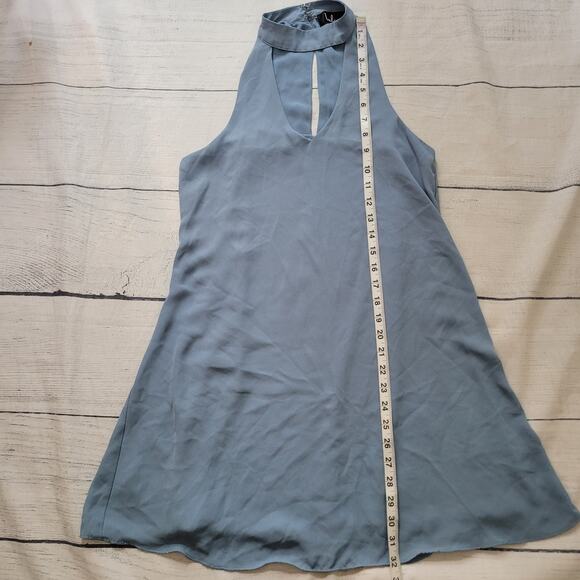 Lulus Size S Groove Thing Slate Blue Swing Dress Halter Neckline Flowy‎ Casual - Picture 7 of 11
